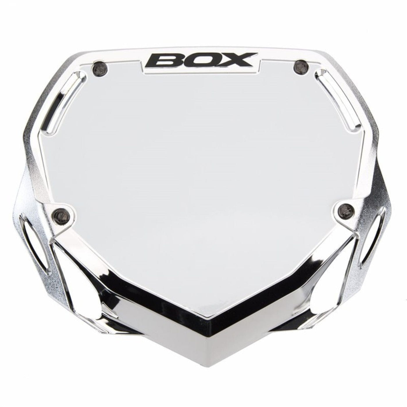 Box One BMX Racing Number Plate - Chrome Silver Large 8Lines Shop - Fast Shipping