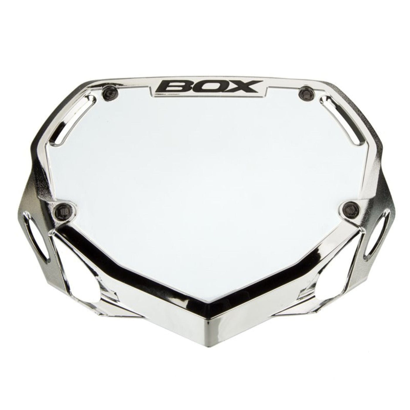 Box One BMX Racing Number Plate - Chrome Silver Small 8Lines Shop - Fast Shipping