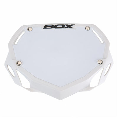 Box One BMX Racing Number Plate - White Small 8Lines Shop - Fast Shipping