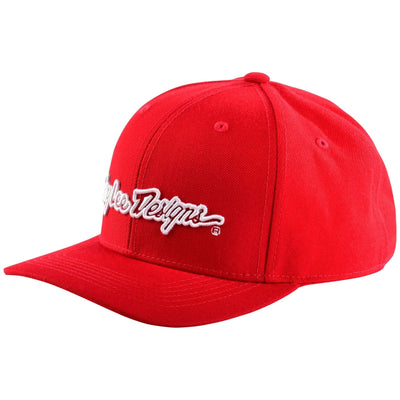 Troy Lee Designs 9FORTY Curved Signature Snapback Hat - Red/White 8Lines Shop - Fast Shipping