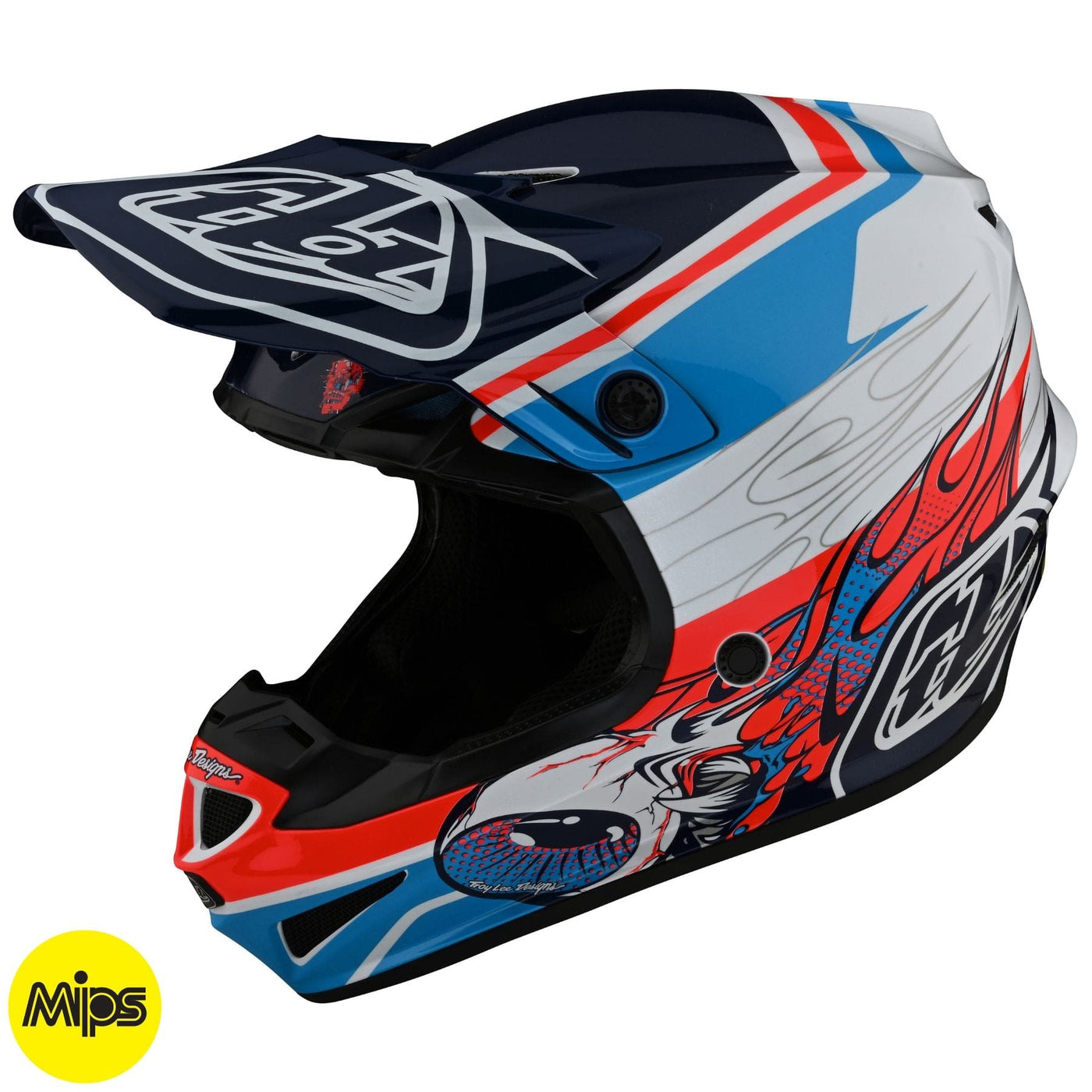 Troy Lee SE4 Polyacrylite Helmet Skooly - Blue/Orange 8Lines Shop - Fast Shipping