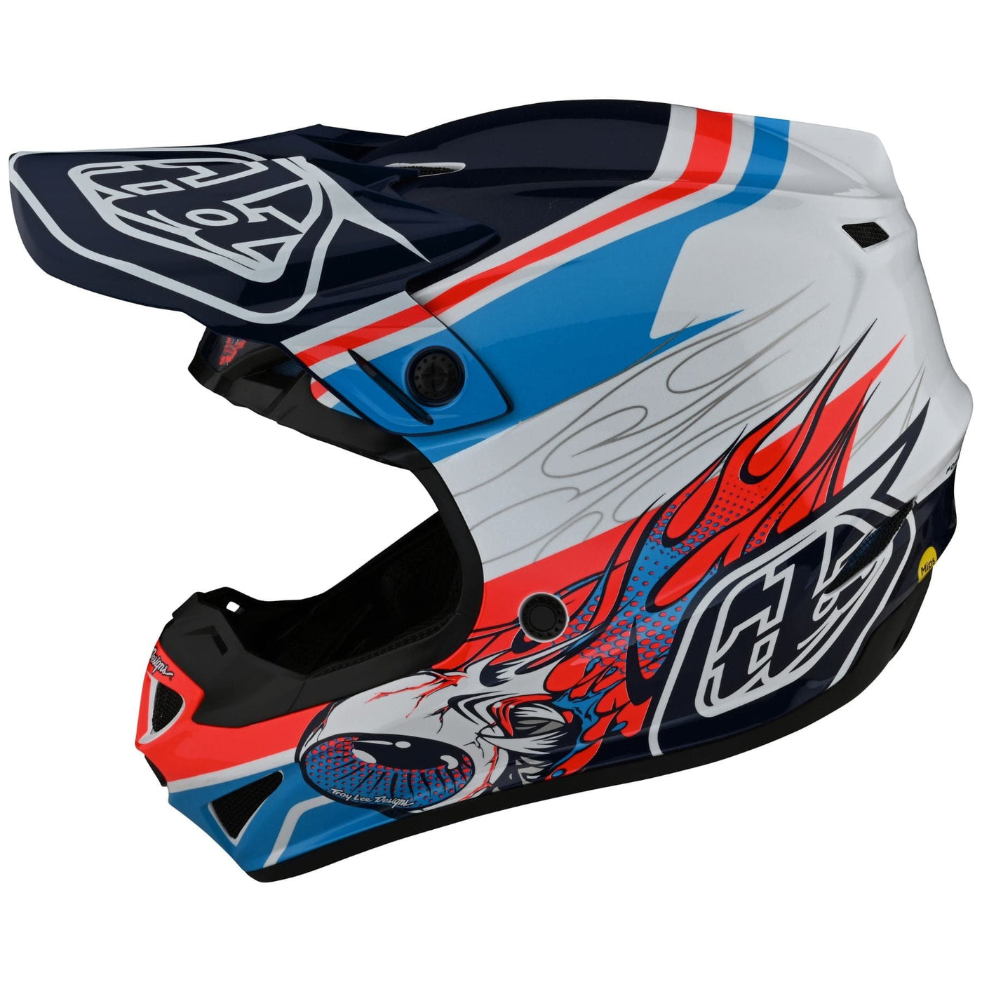 Troy Lee SE4 Polyacrylite Helmet Skooly - Blue/Orange 8Lines Shop - Fast Shipping