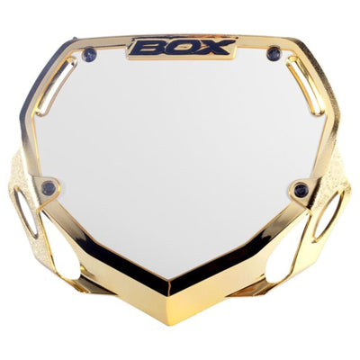 Box One BMX Racing Number Plate - Chrome Gold - Large