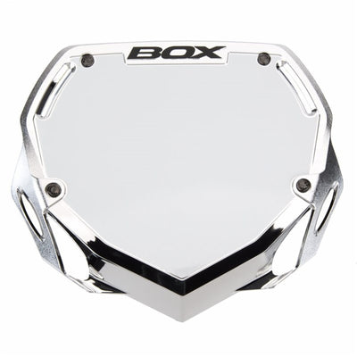 Box One BMX Racing Number Plate - Chrome Silver - Large