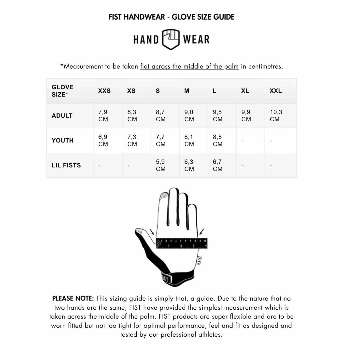 FIST HANDWEAR GLOVE SIZE GUIDE | 8Lines Shop - Fast delivery, Best Offers