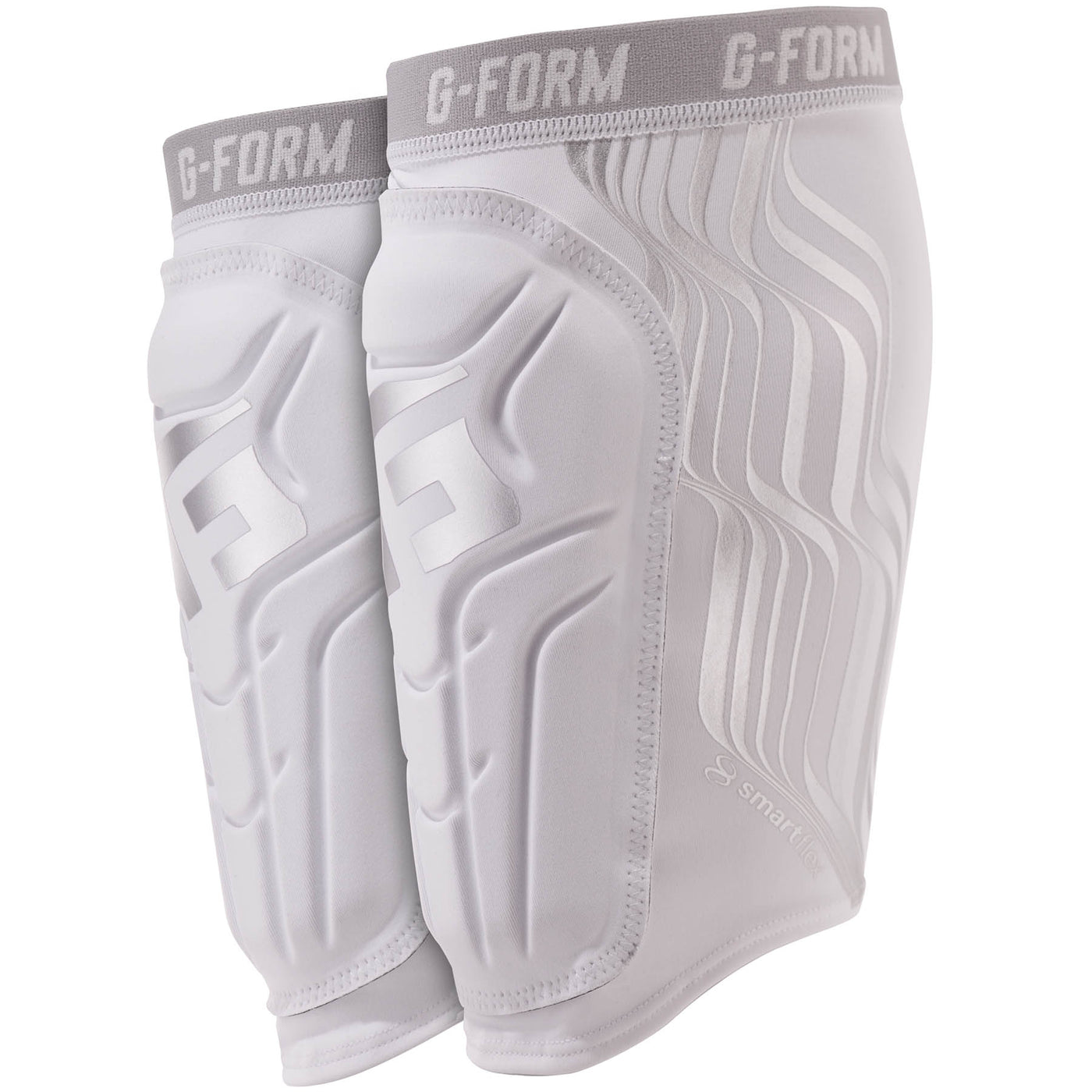 G-Form Youth V2 Shin Guards for Football - White/Platinum
