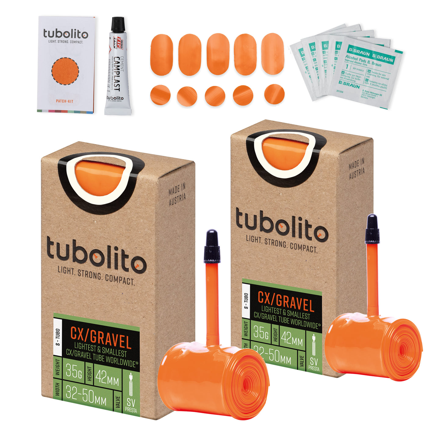 Tubolito Bundle S-Tubo-CX/GRAVEL 32-50C 42mm Presta + Patch Kit - Orange | 8Lines Shop - Fast Shipping World Wide