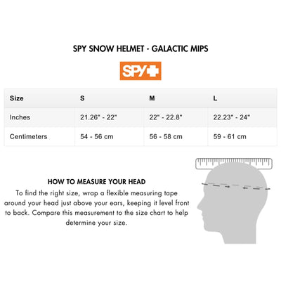 SPY SNOW HELMET - GALACTIC MIPS SIZE CHART