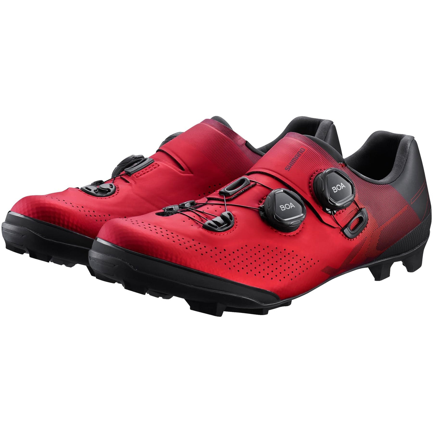 Pair of Red Shimano mountinbike shoes | 8Lines.eu