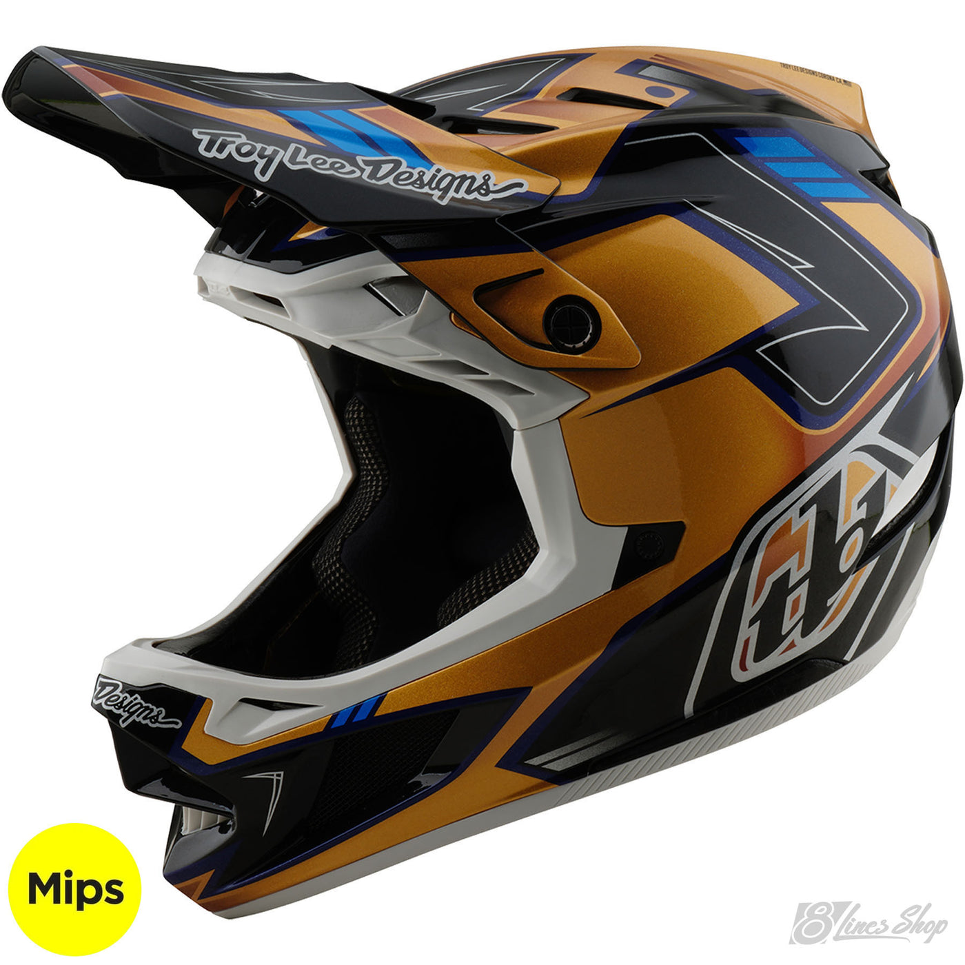 TLD D4 Composite MIPS Helmet Royalty - Black/Gold | 8Lines Shop - Fast Shipping World Wide