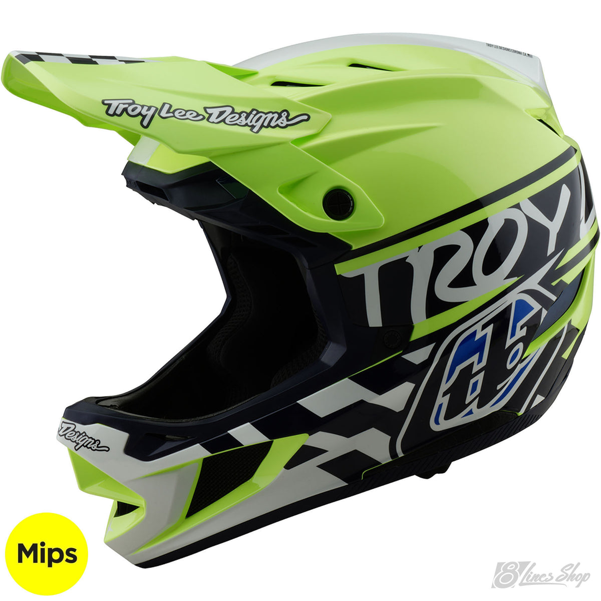 TLD D4 Polyacrylite MIPS Helmet Fifty-50 - Navy/Glo Yellow | 8Lines