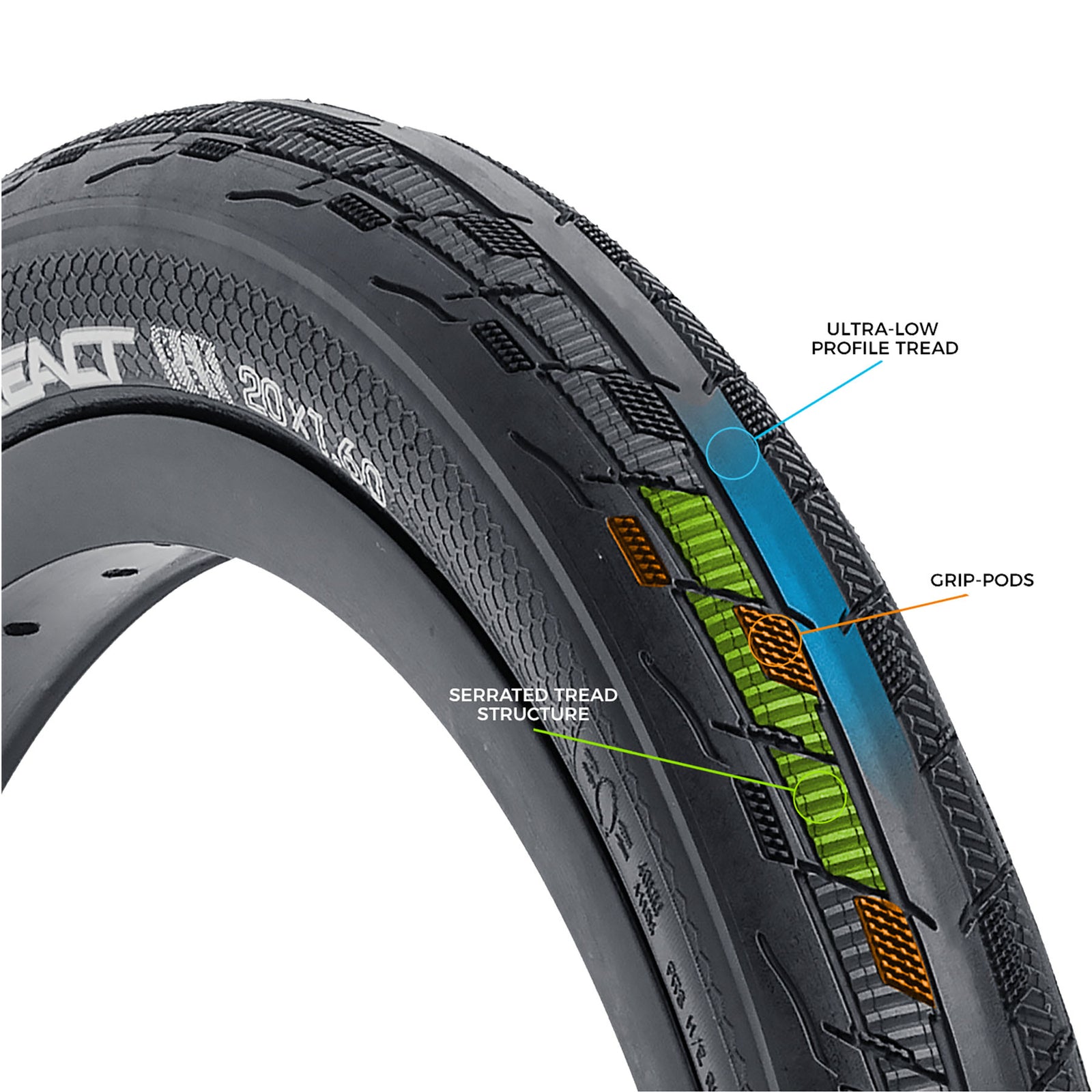 Tioga FASTR-X BLK LBL 120 TPI Folding BMX Racing Tyre 20