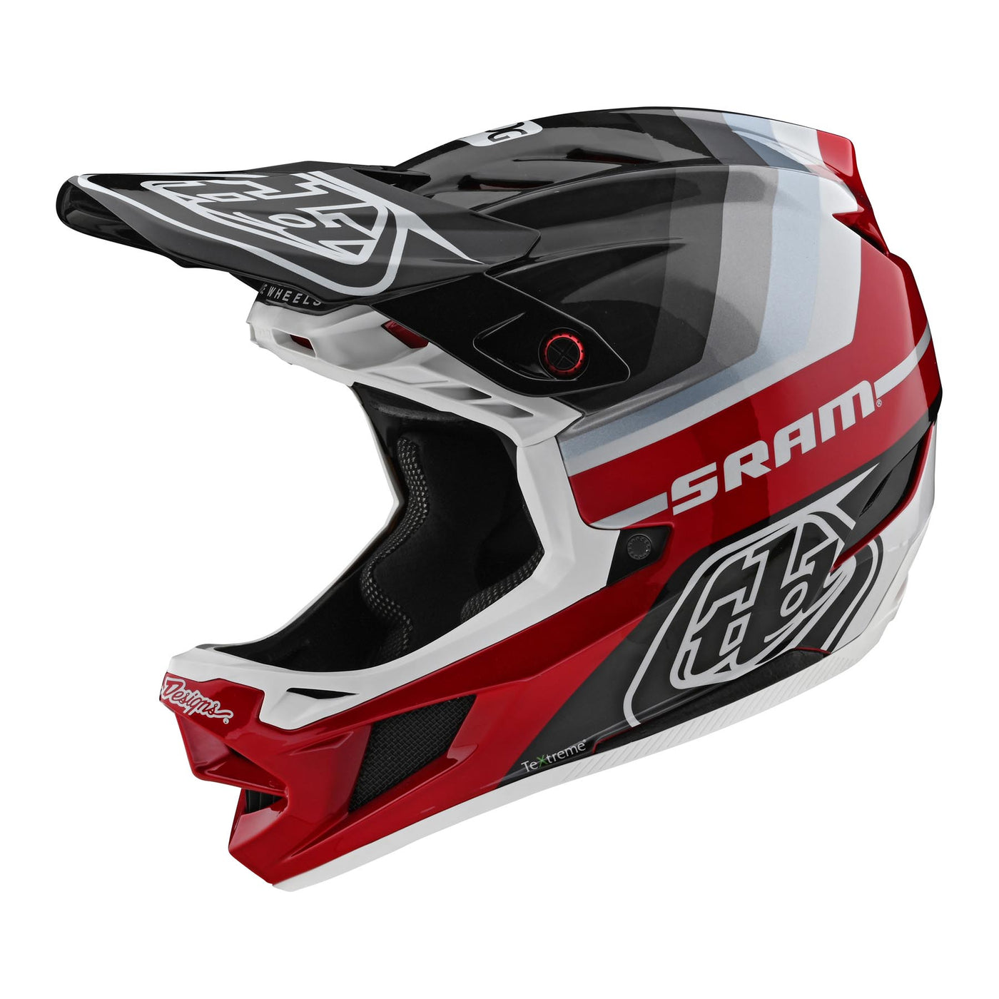 Troy Lee Designs D4 Carbon Helmet Visor Mirage SRAM - Black/Red side view | 8Lines Shop - Fast Delivery World Wide