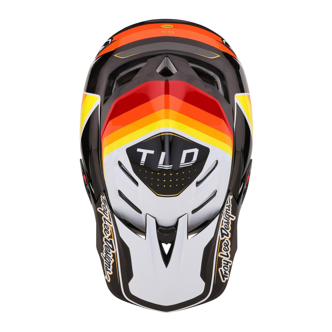 Troy Lee Desgins D4 Carbon Helmet Visor Reverb - Black/White top view - 8Lines Shop 