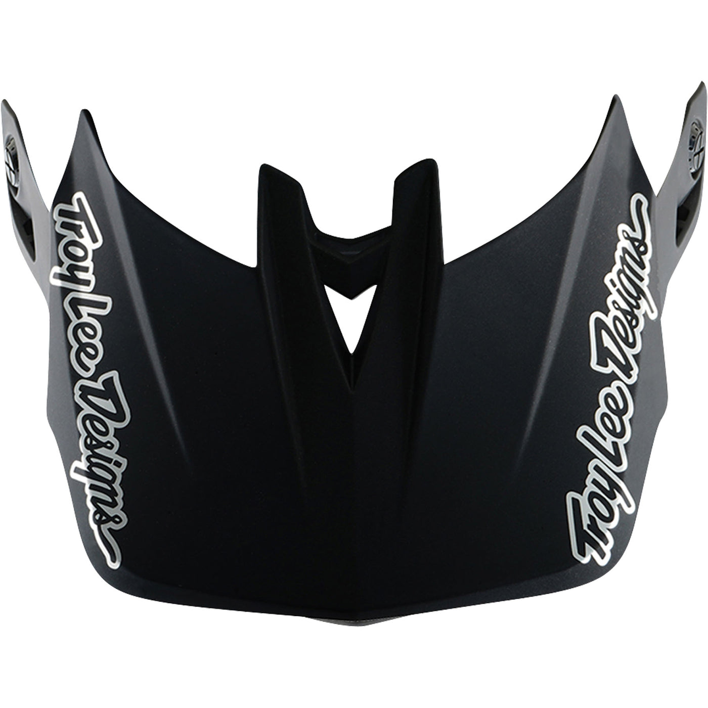 Black helmet visor with Troy Lee Designs branding on a white background