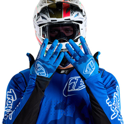 Troy Lee Designs Gloves AIR Blotted - Bright Blue | 8Lines Shop - Fast Shipping World Wide