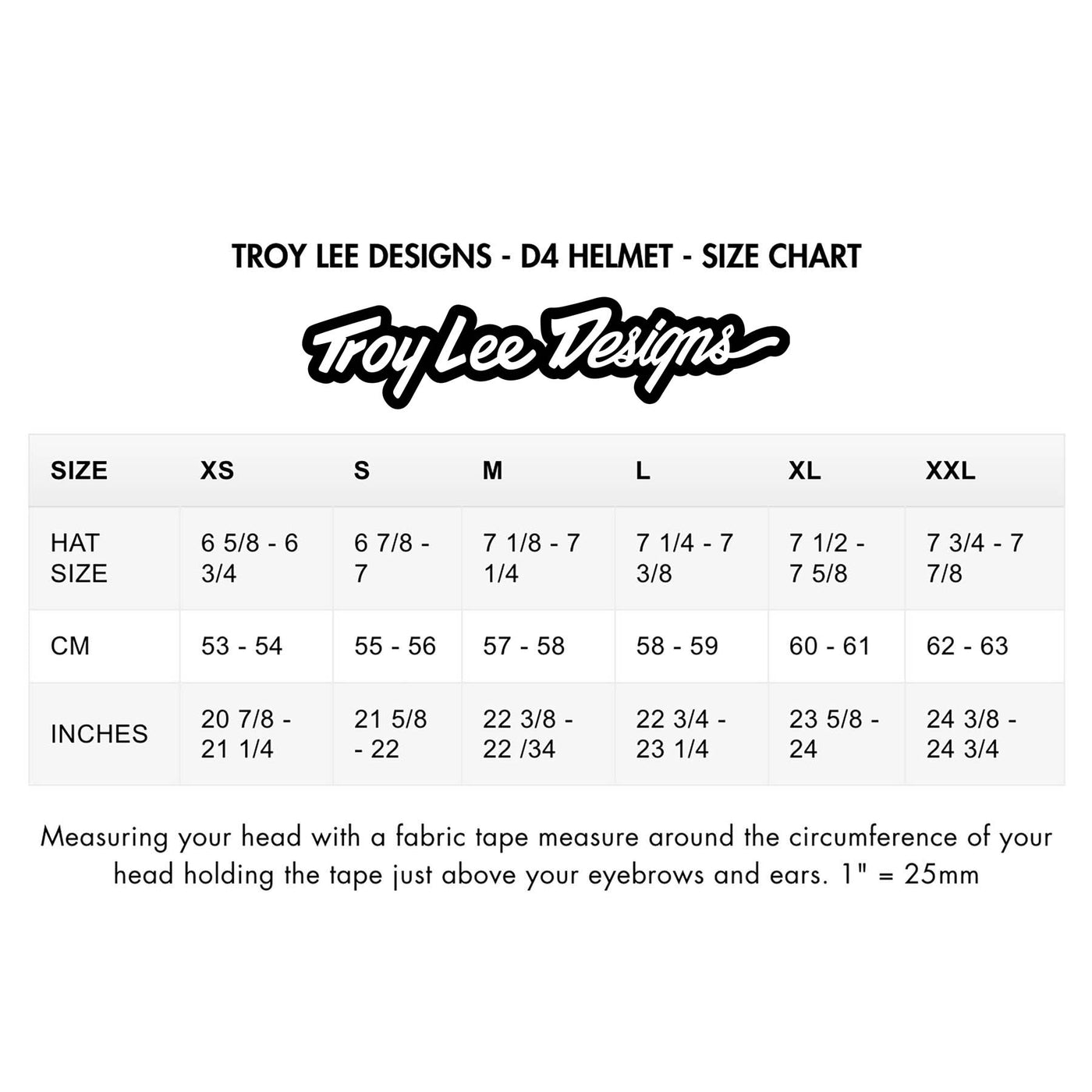 Troy Lee Designs D4 Helmet Size Chart | 8Lines Shop - Fast Shipping