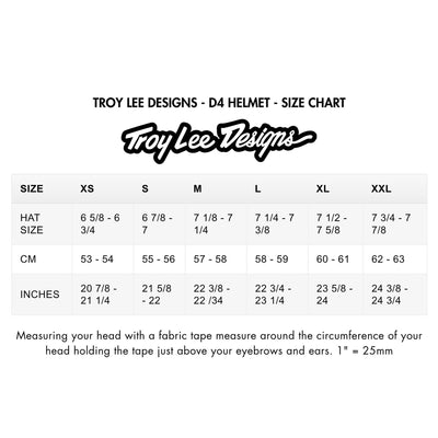 Troy Lee Designs D4 Helmet Size Chart | 8Lines Shop - Fast Shipping