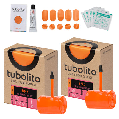 Tubolito Bundle Tubo-BMX 20" x 1.5-2.5" 42mm Presta + Patch Kit - Orange | 8Lines Shop - Fast Shipping World Wide