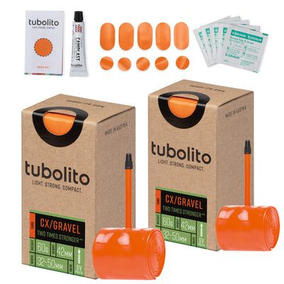 Tubolito Bundle Tubo-CX/GRAVEL 32-50C 42mm Presta + Patch Kit - Orange | 8Lines Shop - Fast Shipping World Wide