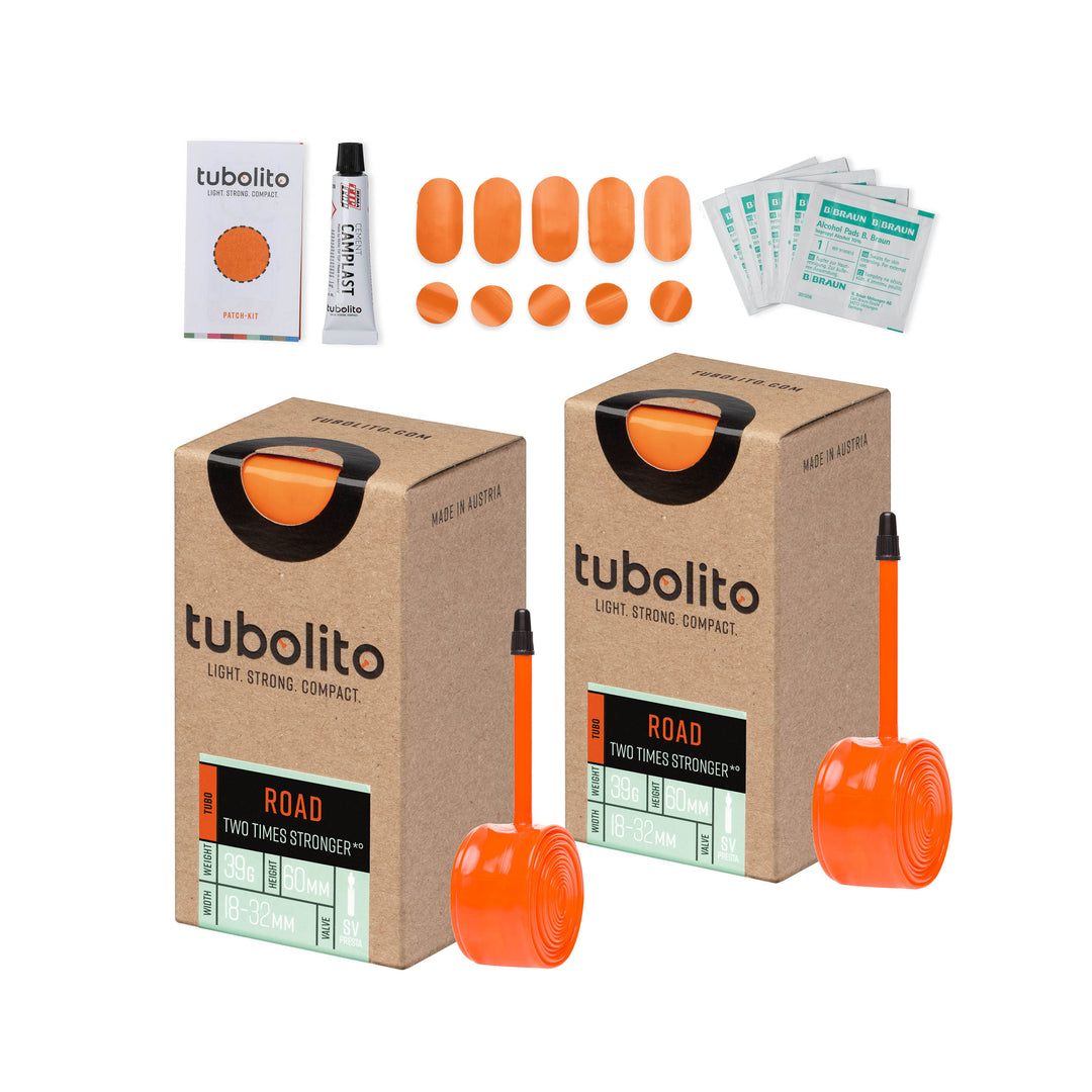 Tubolito Bundle Tubo-ROAD-700 x 18-32C 60mm Presta Patch Kit Orang