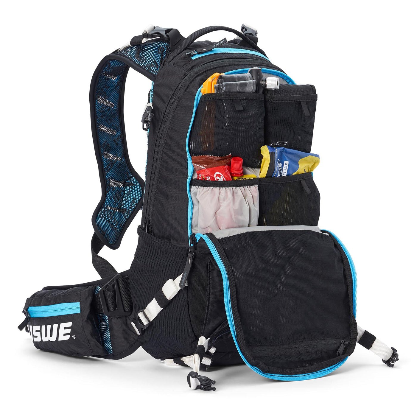 USWE Flow 16L Hydration Compatible MTB Protector Pack - Black/Blue | 8Lines Shop