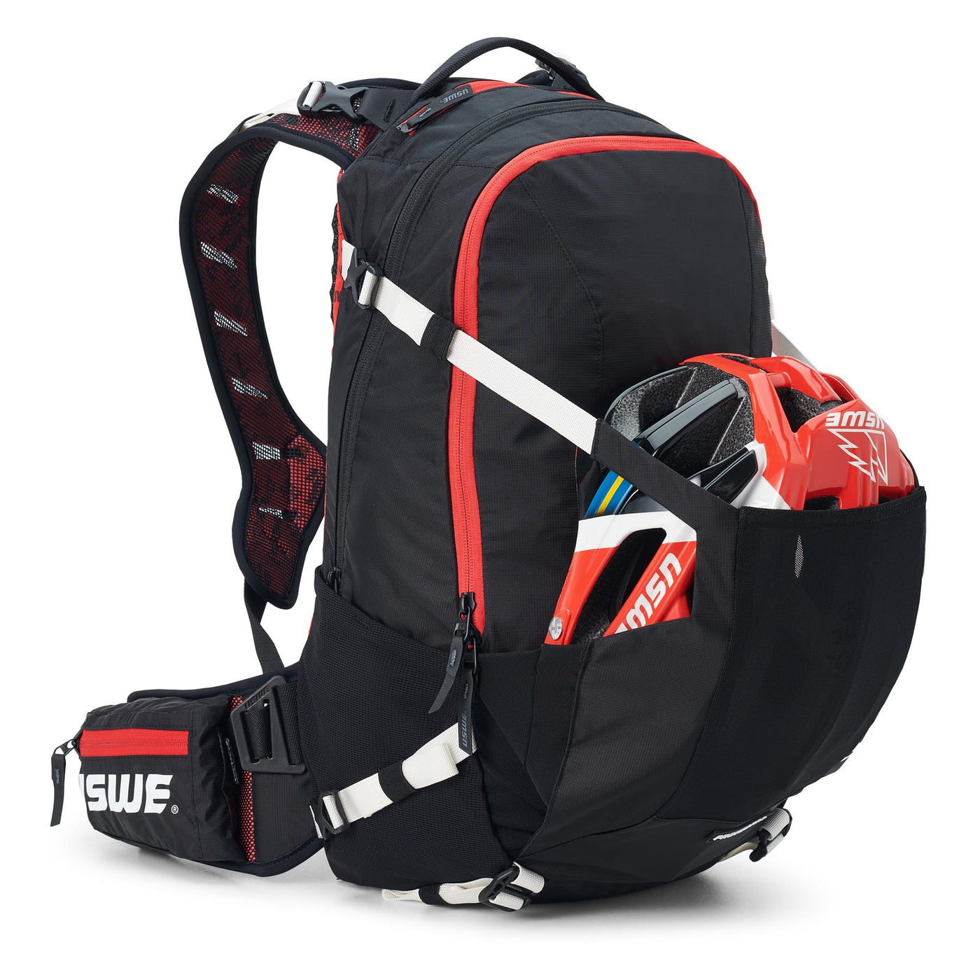 USWE Flow 16L Hydration Compatible MTB Protector Pack - Black/Red | 8Lines Shop