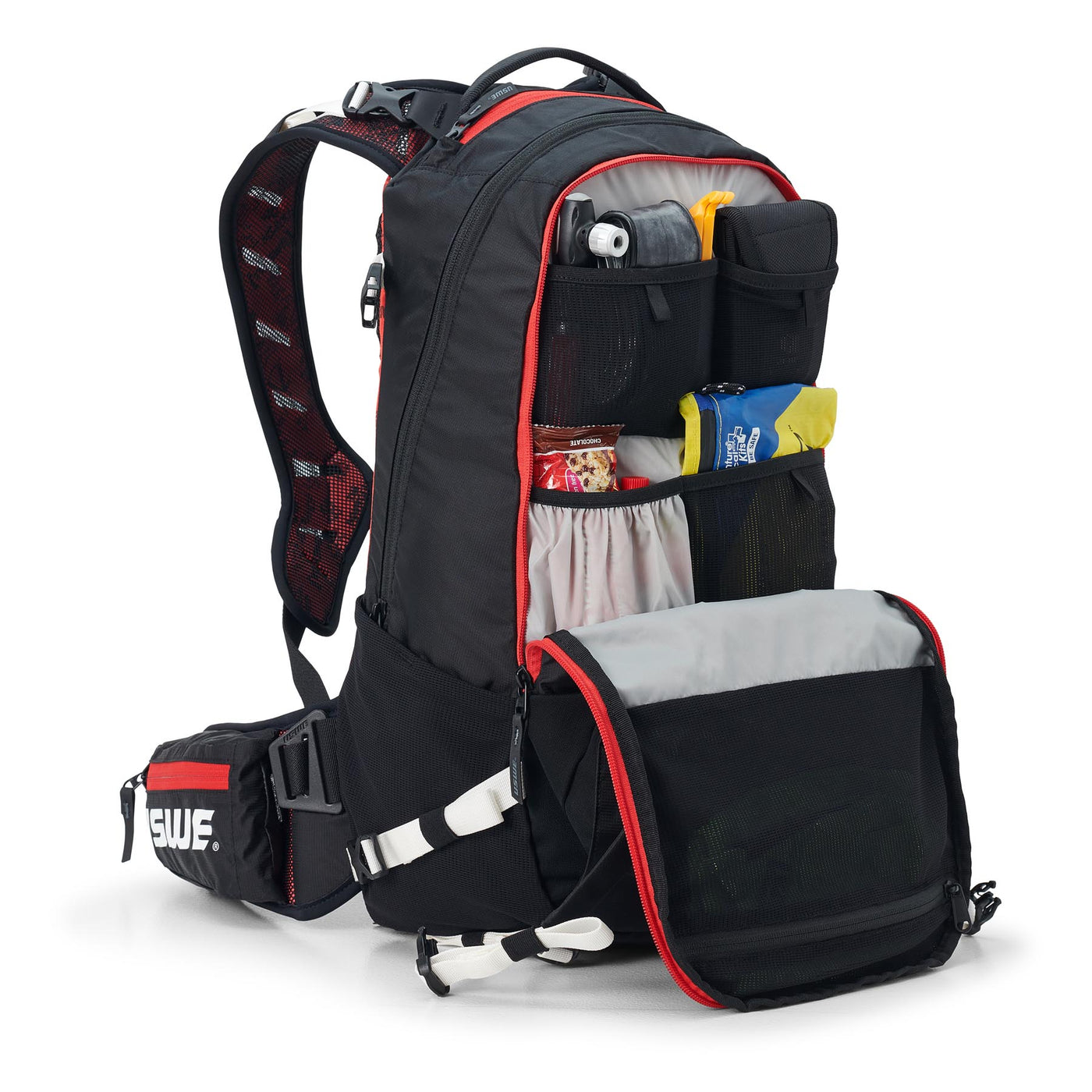 USWE Flow 16L Hydration Compatible MTB Protector Pack - Black/Red | 8Lines Shop