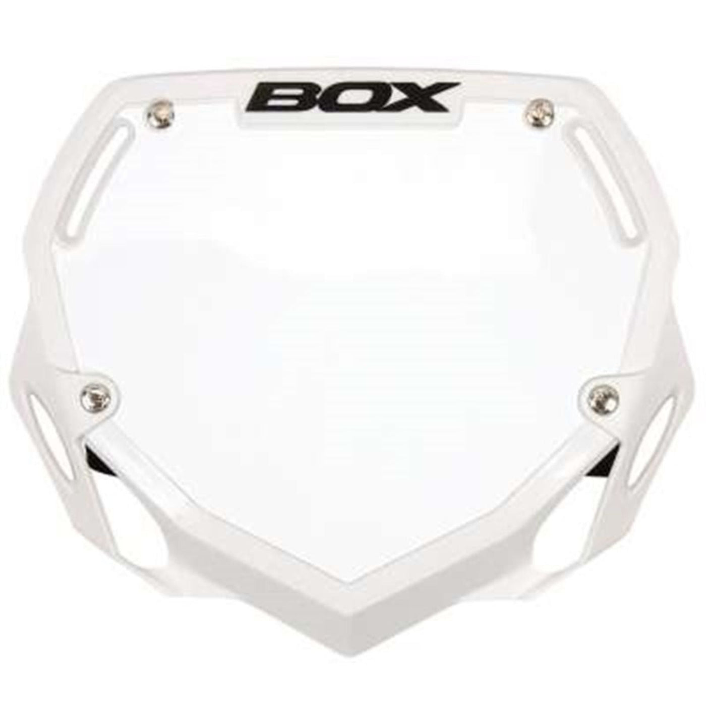 Box One BMX Racing Number Plate - White Large 8Lines Shop - Fast Shipping