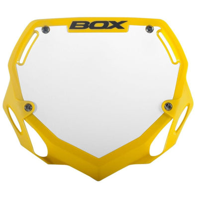 Box One BMX Racing Number Plate - Yellow Large 8Lines Shop - Fast Shipping