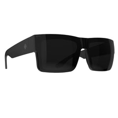 SPY CYRUS SWITCH Sunglasses, Happy Lens - Gray Green & Gray Green Black Mirror - front three-quarter view of the matte black frame