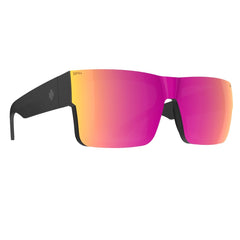 SPY CYRUS SWITCH Sunglasses, Happy Lens - Gray Green & Gray Green Pink Mirror - front three-quarter view of the matte black frame