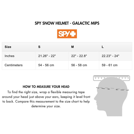 determine snowboard helmet size SPY Galactic MIPS Snow Helmet - Matte Orange