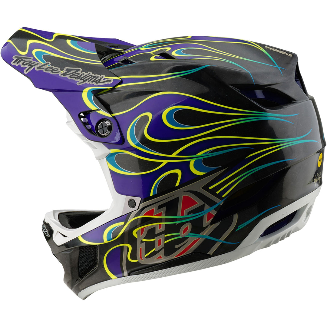 color line design motorcycle helmet TLD D4 Carbon MIPS Helmet Torched - Black/Purple