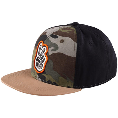 Troy Lee Designs Flat Bill Snapback Youth Peace Out Hat - Black/Forest Camo 8Lines Shop - Fast Shipping