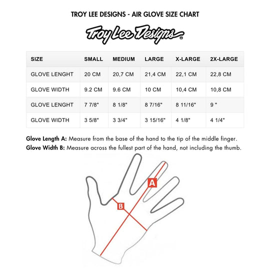 troy lee designs handschuhe größentabelle Troy Lee Designs AIR Gloves Solid - Blue