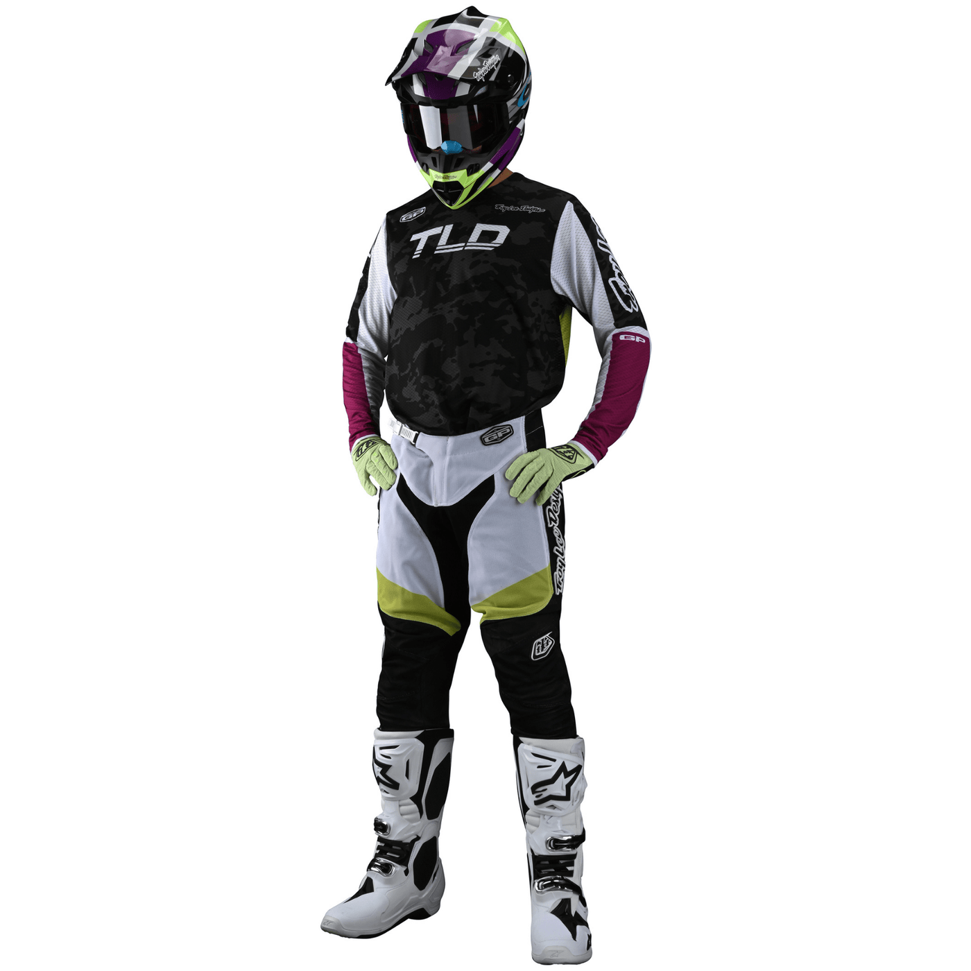 Troy Lee Designs GP AIR MX Set Veloce - Camo Black/Glo Green 8Lines Shop - Fast Shipping