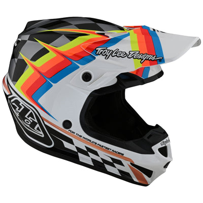 Troy Lee Designs SE4 Polyacrylite Helmet Warped - White 8Lines Shop - Fast Shipping