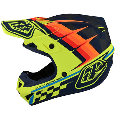 Troy Lee Designs SE4 Polyacrylite Helmet  Warped - Yellow 8Lines Shop - Fast Shipping