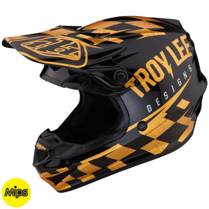 Troy Lee SE4 Polyacrylite Helmet Race Shop - Black/Gold 8Lines Shop - Fast Shipping