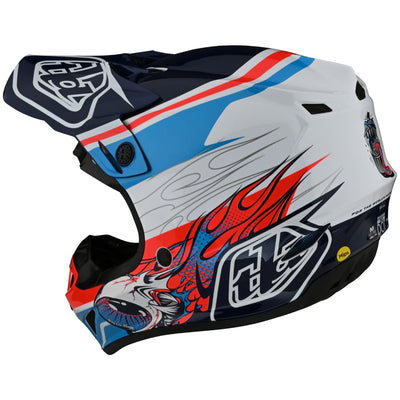 Troy Lee SE4 Polyacrylite Helmet Skooly - Blue/Orange 8Lines Shop - Fast Shipping