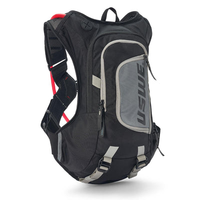 USWE MOTO Hydro 12L Hydration System Backpack - Black/Grey, ergonomic design, lightweight, secure fit, ideal for biking, hiking, adventure sports, durable fabric, hydration reservoir included. | 8Lines Shop - Fast Shipping