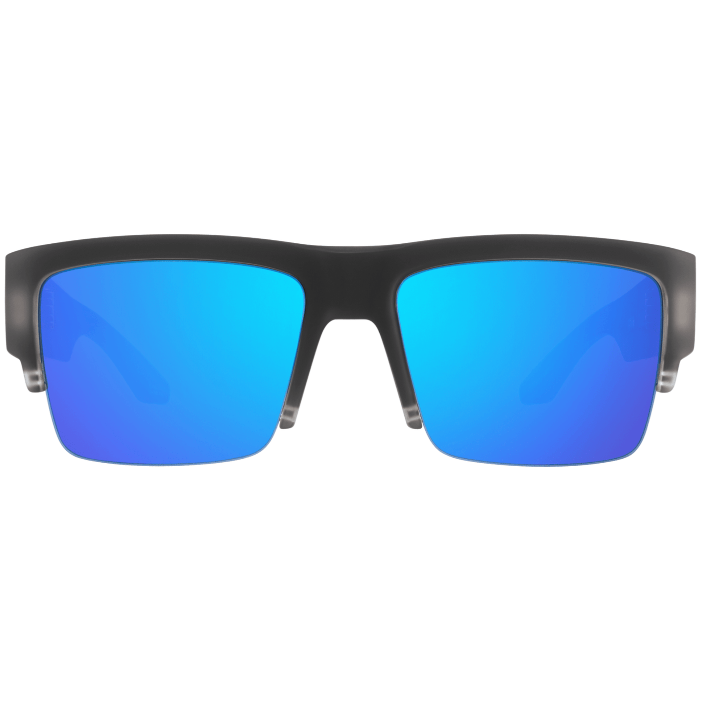 blue semi-rimless sunglasses