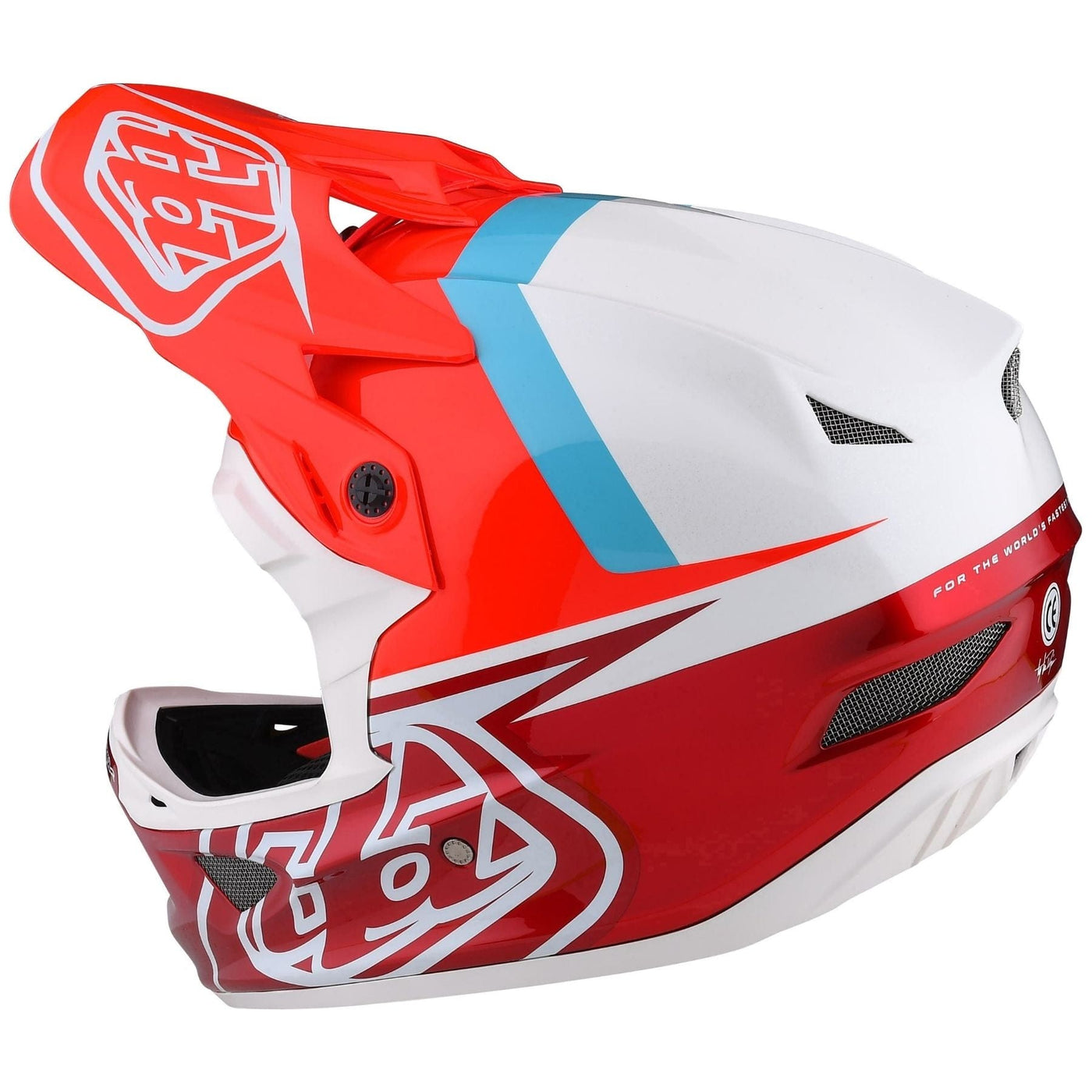 Red Full-face BMX race helmets.