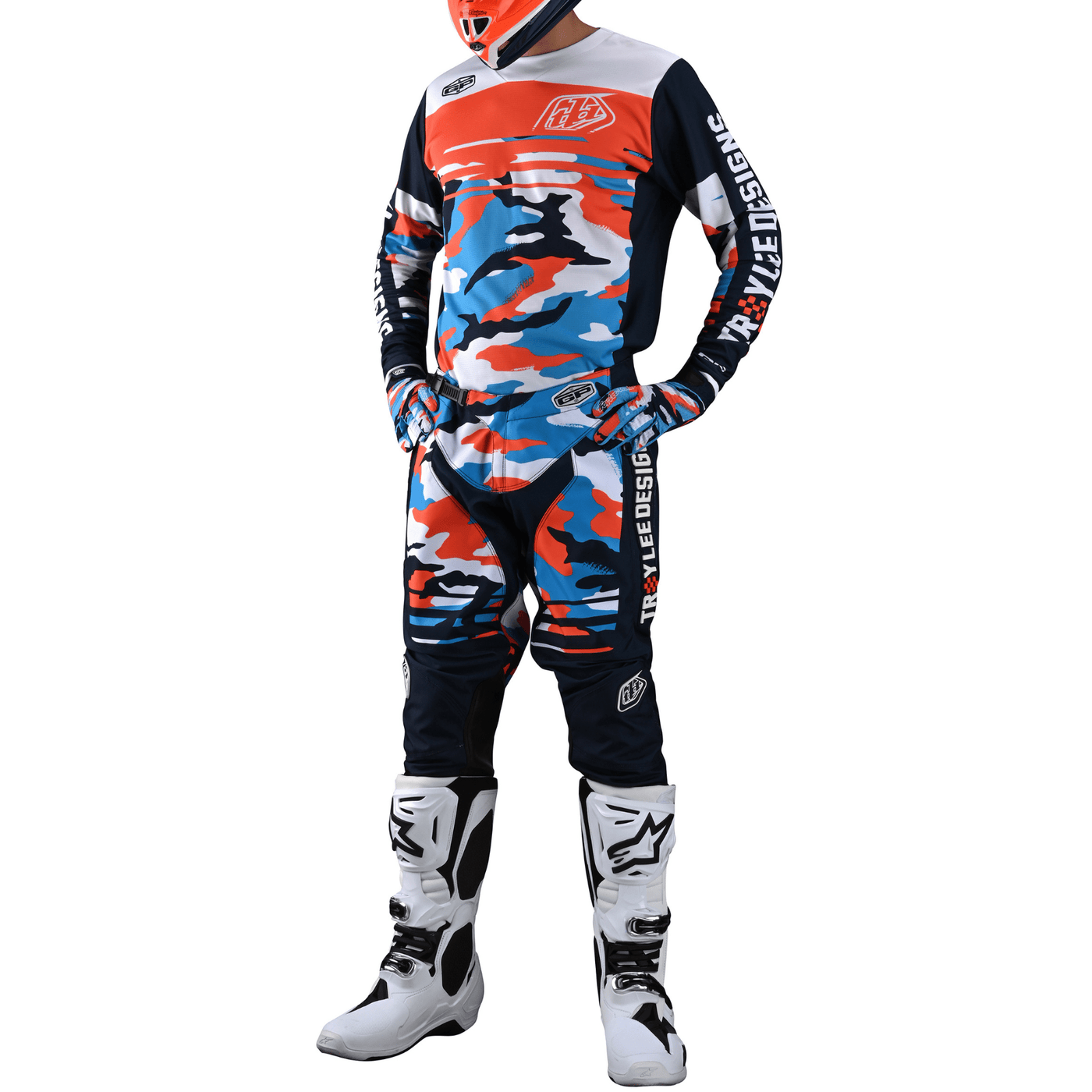 Krekls Troy Lee Designs GP Formula Camo - Navy/Orange